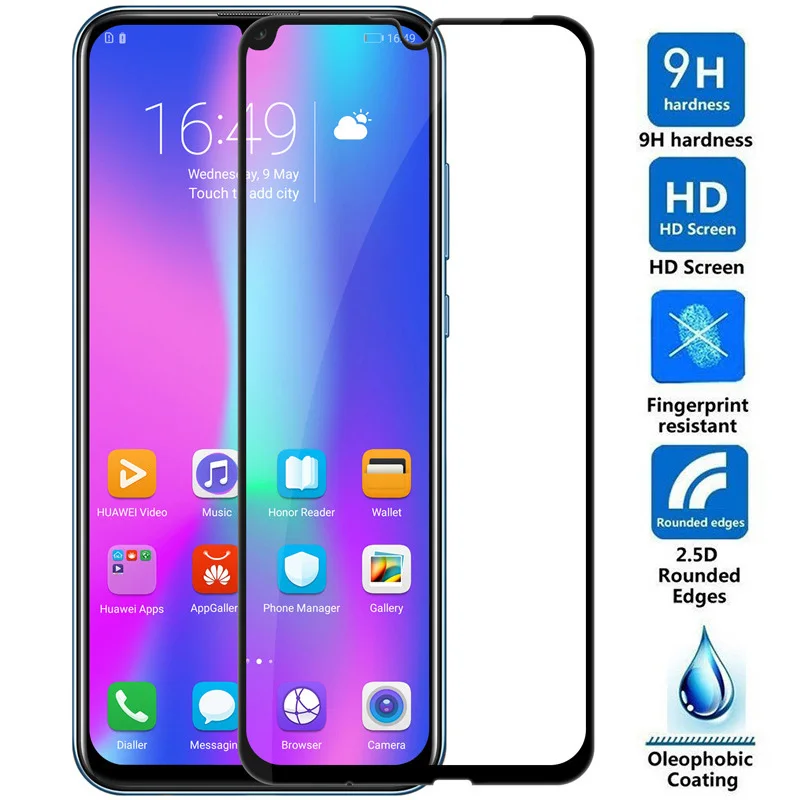 Закаленное стекло 9D для Huawei Honor 9/10/20 Lite/9i/10i/20i/8X/8A/8C/8S защитная пленка экрана