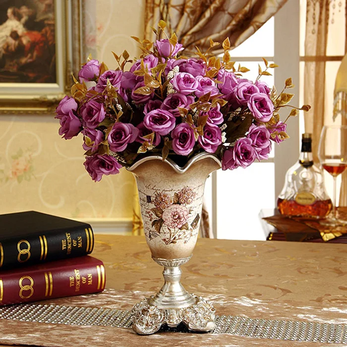 Европейская ретро Смола ваза моделирование Цветочная композиция дома гостиная украшения стола ремесла отель офисные настольные украшения