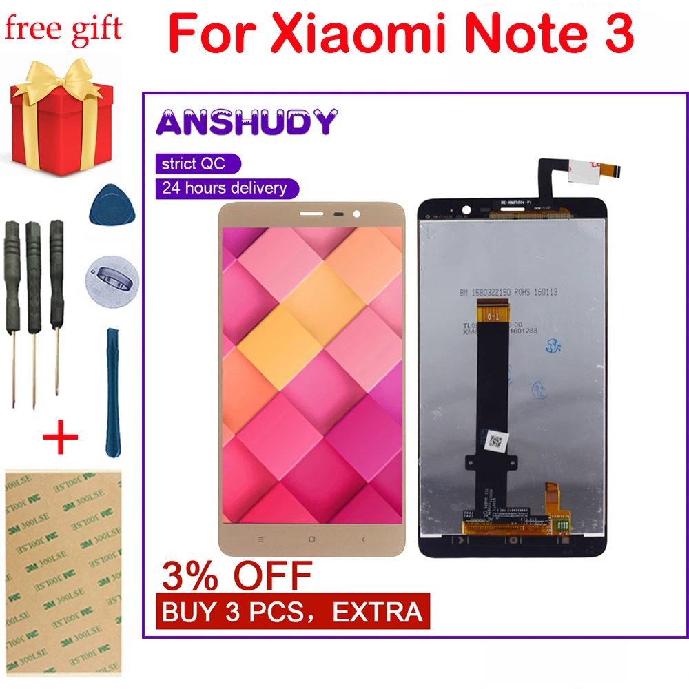 For Xiaomi Redmi Note 3 LCD Display Touch Screen Digitizer Assembly Hongmi ScreeRn Note3 | Мобильные телефоны и