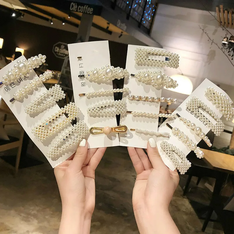 

2019 New Hot Girls Sweet Pearl Hairpin Girl Bb Pinch Clamp Fringe Mix Hairpin Decorate Head Ornaments+Presented 1 Pcs Hair Band
