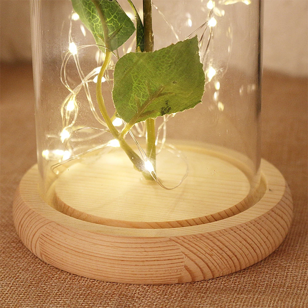 Glass Dome Bell Jar Cloche Display Jar With Wooden Base Dust Cover Home Decor Bedroom Desk Ornaments For Home Christmas Party 5