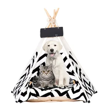 

Soft Foldable Linen Pet Dog House Kennels Washable Tent Puppy Cat Indoor Outdoor Portable Teepee Mat Dog Supplies Winter Gifts