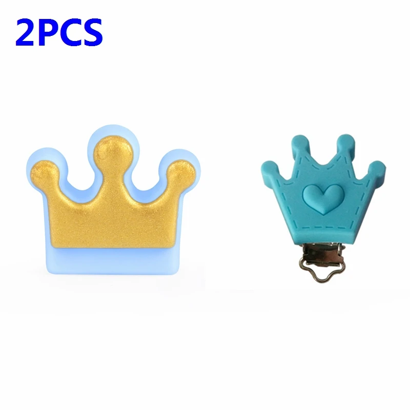 Crown Blue 5 шт Силиконовые Бусины-короны Perle, Силиконовые Зубные Прорезыватели для зубов, бусы для ожерелья, пищевого качества, для мам, кормящих, сделай сам, ювелирные изделия, Детские Прорезыватели - Цвет: Crown Blue
