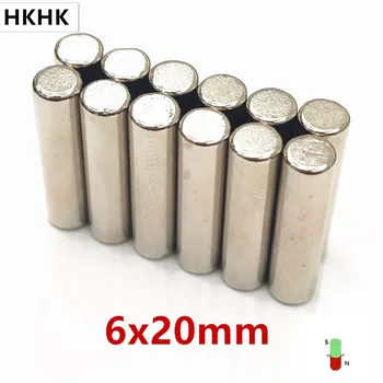 

50P 6mm x 20mm Small Round Neodymium Disc Magnets 6x20 Dia N35 Strong Rare Super Powerful Earth Magnet 6x20 mm magnetic stand