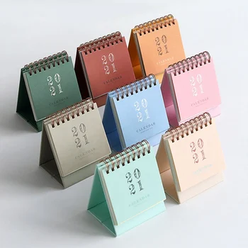 

2021 Simple Solid Color Mini Calendar Creative Portable Desktop Calendars Notebook Daily Schedule Planner