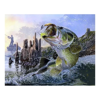 

DIY Diamond Painting Animal Fish of Rhinestones Full Circular Diamond Embroidery Cross Stitch Wall Sticker Home Decor