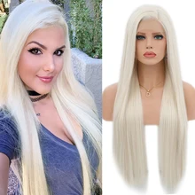Charisma термостойкие волосы цвет 60 платиновый блонд синтетический парик на кружеве для женщин длинные прямые кружевные парики с детскими волосами
