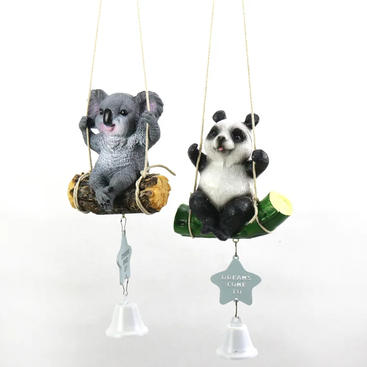 

Creative Forest Panda Tree Lai Animal Large Size Swing Resin Wind Chime Creative with Bell Hanging Decoration Pendant