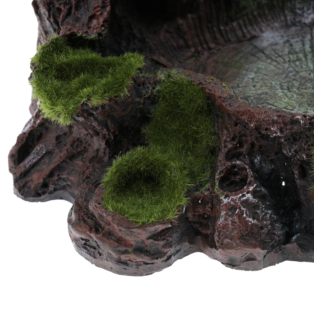 Resin Amphibians Reptile Feeding Rock Bowl Water Drinking Dish Pet