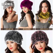 Женские шапки Зима новинка Женский Настоящий мех кролика вязаная шапка шарф цельный русский натуральный мех кролика шапки теплая шапка