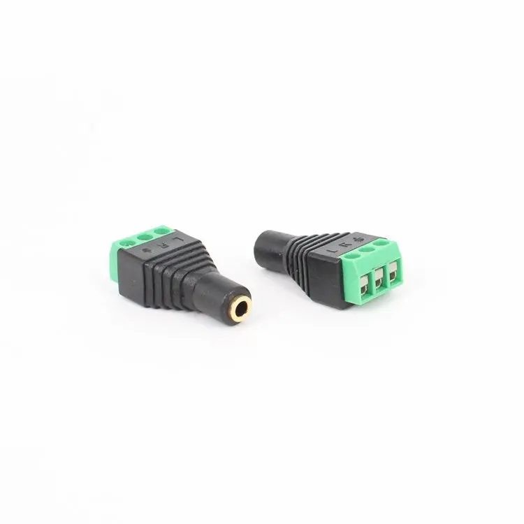 Безприпой позолоченный 3,5 мм аудио двойной звуковой трек USB зеленый клеммный блок двухсторонний голосовой адаптер для наушников