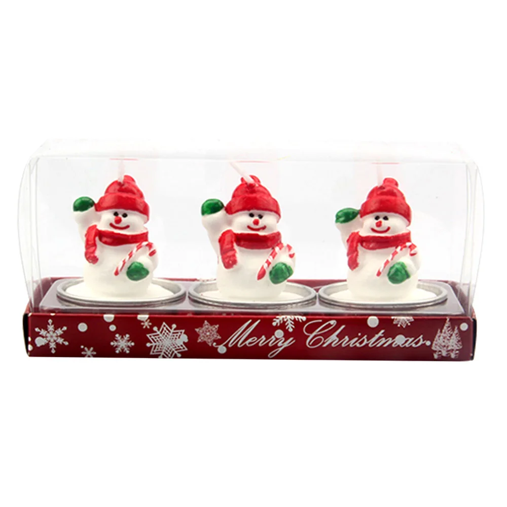 Snowman Besegad, 3 шт., милые рождественские свечи, свечи, Санта, снеговик, сосновый конус, Подарочная коробка, свечи для дома, рождественские, вечерние, праздничные украшения - Цвет: Snowman