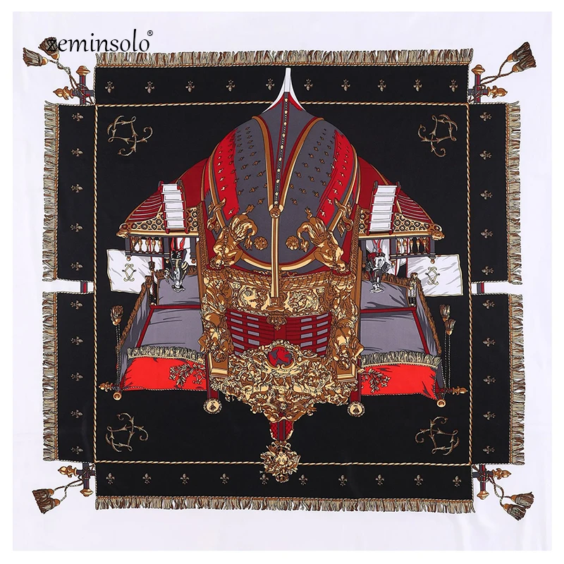 

Zeminsolo Twill Silk Women Scarf Bandana 130*130cm Print Square Scarves Wraps Luxury Brand Gift Fashion Large Silk Shawls