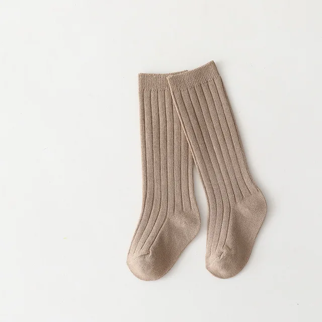 Spainish Kids Socks Baby Boys Girls Cotton Breathable Stripe Soft Sock Children Knee High Long Socks School Uniform Socks Khaki