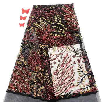 

2020 Luxury heavy handmade gold line lace top grade African sequins wedding french tulle lace hot party embroidery mesh lace