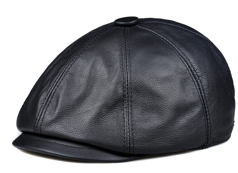 Männer echtes Leder warme achteckige Kappe, lässige Vintage Enten schnabel Kappe Golf fahren flache Taxifahrer Hut, Winter männliche Künstler Gatsby Kappe – Detail 9