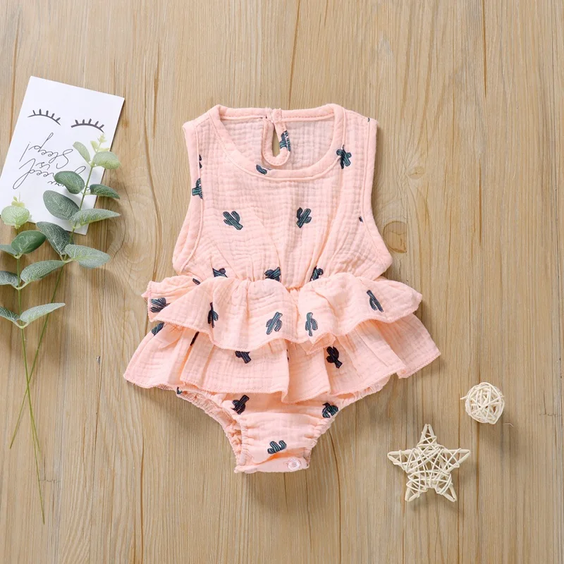 Summer Infant Baby Girls Romper Playsuit Overalls for Kid Cotton Sleeveless Ruffles Lace Kids Clothes Cute Infant Baby Girls Romper Baby Rompers