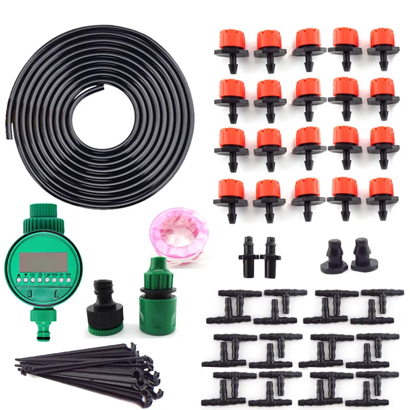 

10 40M 50M Garden automatic self Watering nozzle kit plant vegs water Micro Drip sprayer Irrigation System timer set home tools