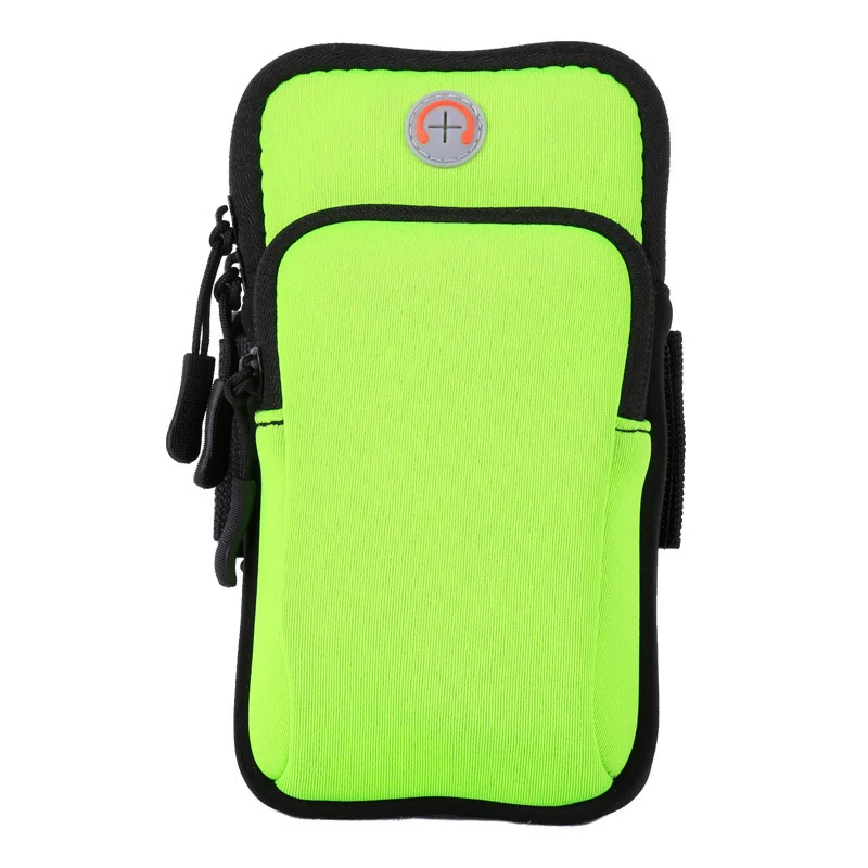 Универсальный спортивный мягкий водонепроницаемый чехол для мобильного телефона с застежкой-липучкой, карманом для карт и ключей, поддерживает до 6 дюймов телефон - Цвет: Green