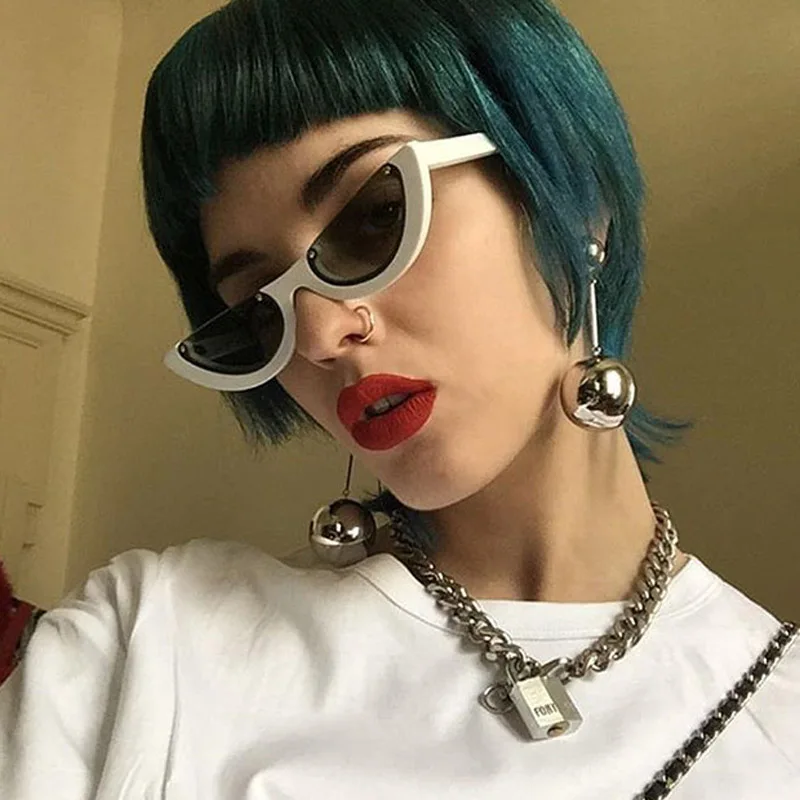KILIG Trendy Half Frame Rimless CatEye Sunglasses Women Flat Top eyeglasses Brand Designer fashion shades femal Small glasses | Аксессуары