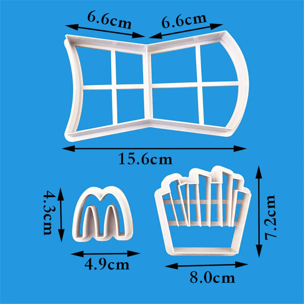 New 3pcs French fries shaped cookie cutter Cake tools Birthday Baking decorating  fondant cutter tools Fondant Sugarcraft Mold03