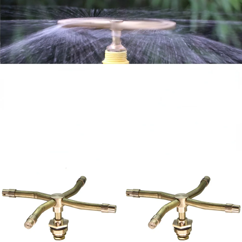 Garden sprinkler 4 arm automatic rotary whirling sprinkler garden lawn irrigation watering nozzle spray rotating brass sprayer
