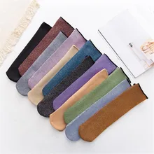 Новые зимние носки вертикальный носок в полоску плюс бархатные толстые домашние теплые носки-Тапочки хлопковые Женские Дышащие Высокие эластичные тонкие носки