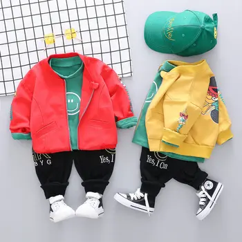 

2020 Autumn Baby Kids Clothes Children Boys Girl Cartoon COAT Jackets T Shirt Pants 3Pcs/sets Infant Toddler Leisur Tracksuits