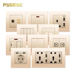PSSRISE A08 Series EU /UK/FR/UN  Wall Switch Socket High Power Socket With USB PC Panel For Lamp TV Water Heater Air Conditioner