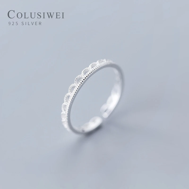 

COLUSIWEI Fashion Geometric Elegant Wave Ring for Women Genuine 925 Serling Silver Abjustable Finger Rings Fine Jewelry 2020 New