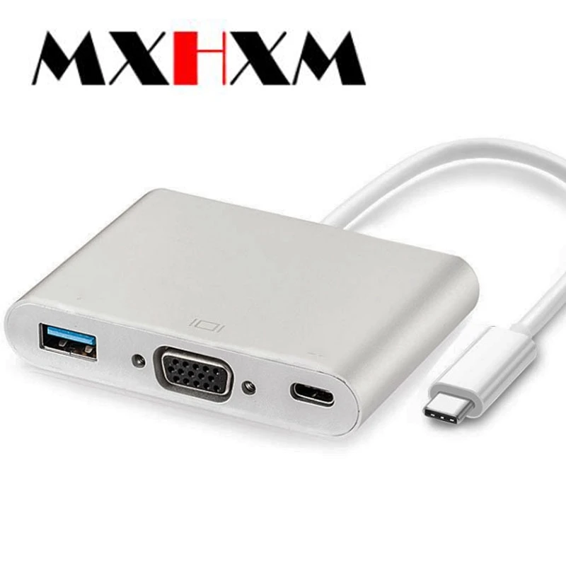 Переходник с разъемом type-C на VGA 3в1 USB-C к адаптеру VGA