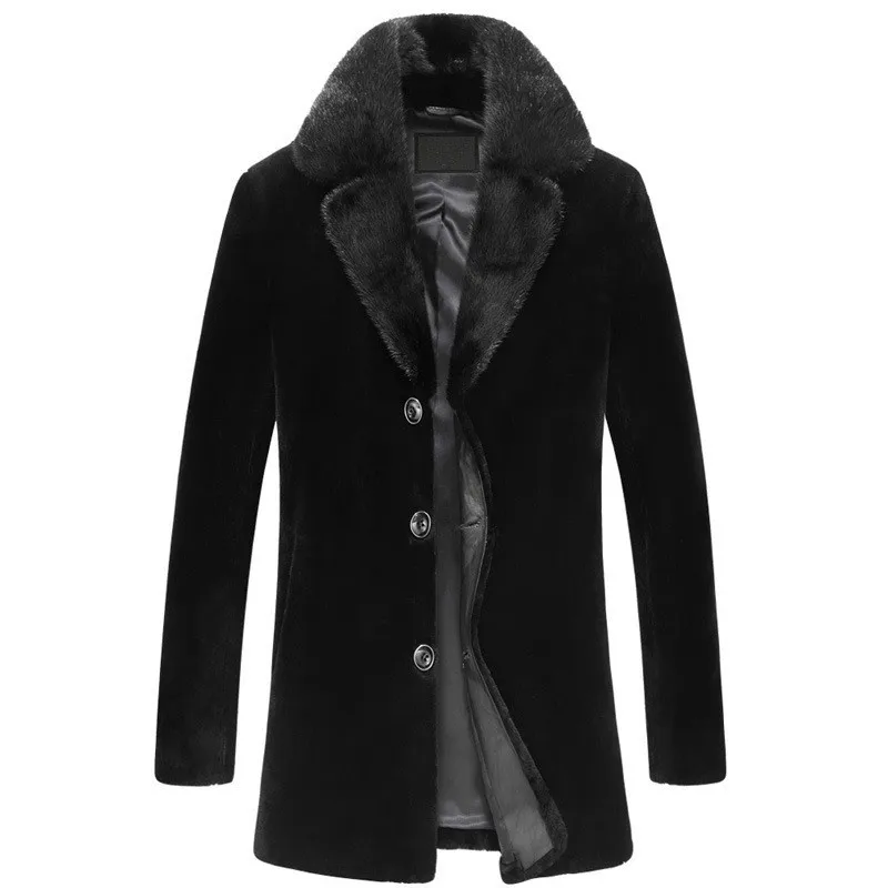 

Sheep Shearling Men Autumn Winter Jacket Real Mink Fur Collar Mens Wool Coat Plus Size Veste Homme 17780 YY403
