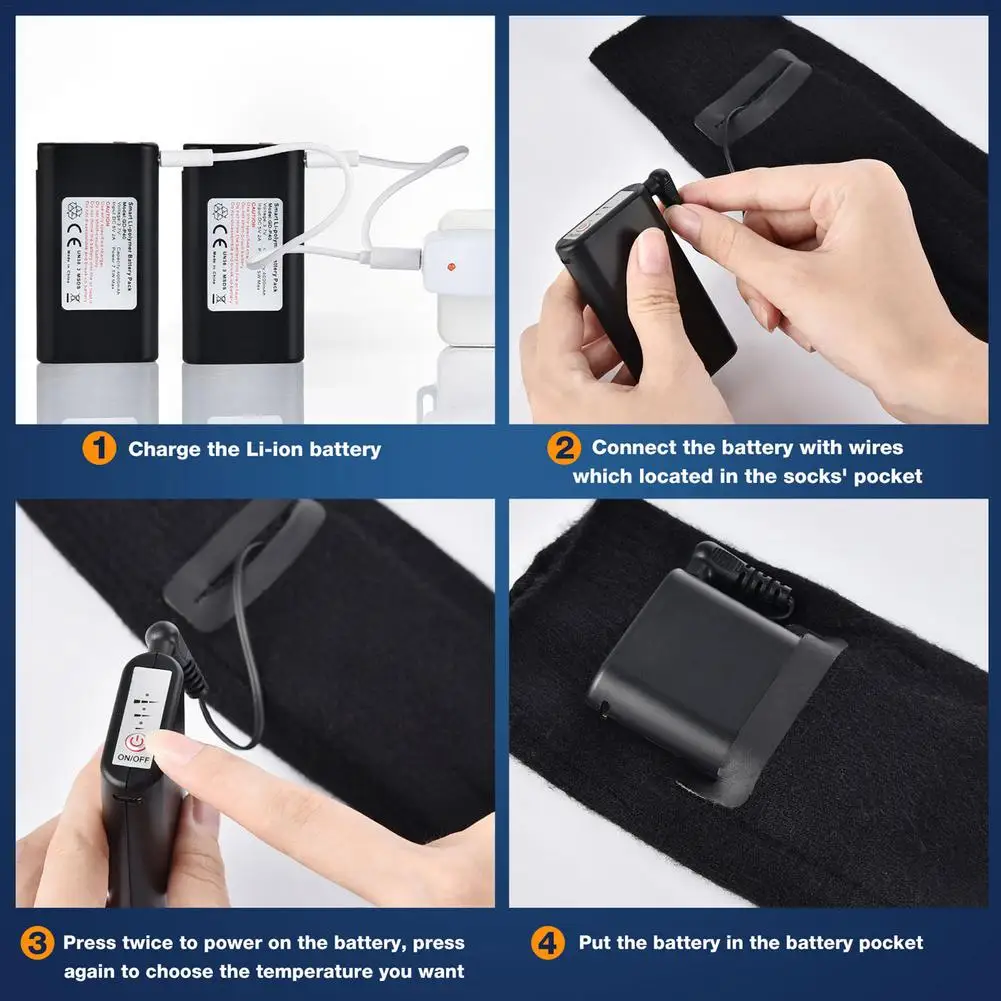 Electric Heated Socks 4000mAh Battery Powered Cold Weather Heat Socks For Men Women Outdoor Riding Hiking Camping Heating