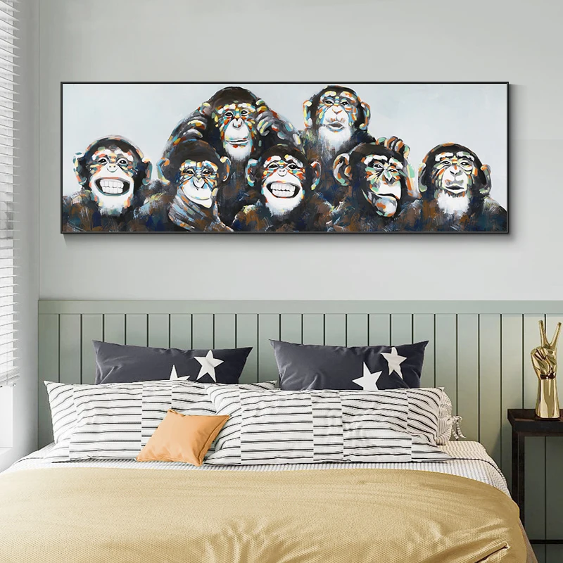 

Modern Abstract Funny Monkey Oil Painting on Canvas Posters and Prints Wall Art Painting for Living Room Home Decor
