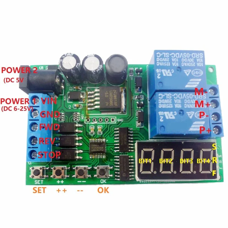 5V 9V 12V 24V DC/AC Motor Controller Relay Board Forward Reverse Control Automatic Timing Delay Cycle Limit Start Stop Switch