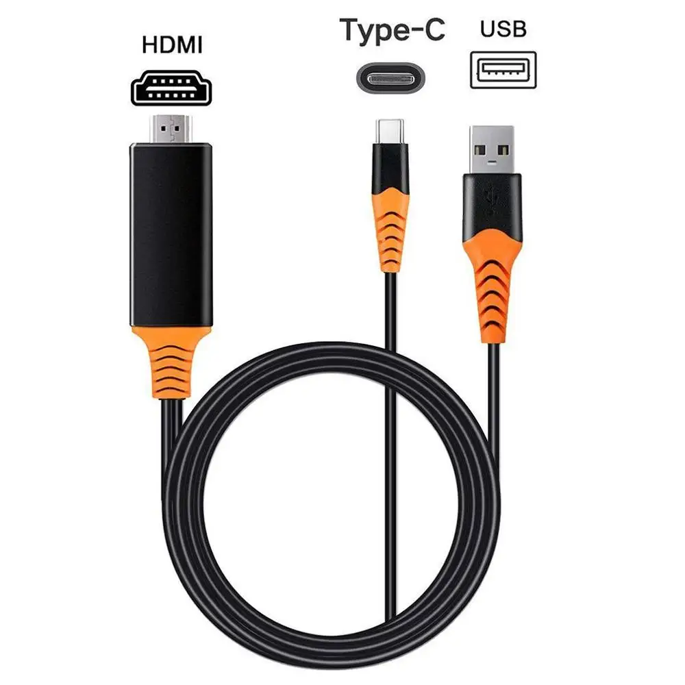 Type C To HDMI 2M Cable Adapter Converter Ultra HD 1080P 4K Charging HDTV Video Cable For MacBook 30/60Hz Black&Orange