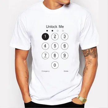 

Men's Tops Summer Short Sleeve White Cotton T-Shirt Men Hip Hop Lock screen 3D Print Funny T-Shirt Casual Brand Tee Shirt Male