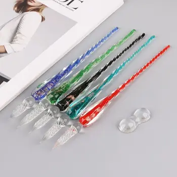 

Luminous Glass Dip Fountain Pen Signature Ink Business Gift Office Supplies Calligraphy 090F