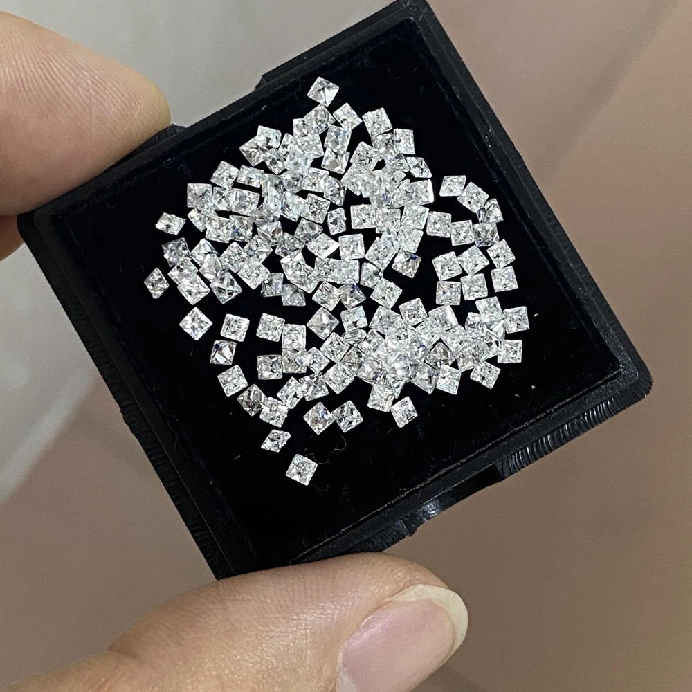 10 Pieces 1 Bag Small Size Loose Stone Square Princess Cut 2x2mm Moissanite Diamond Gemstone