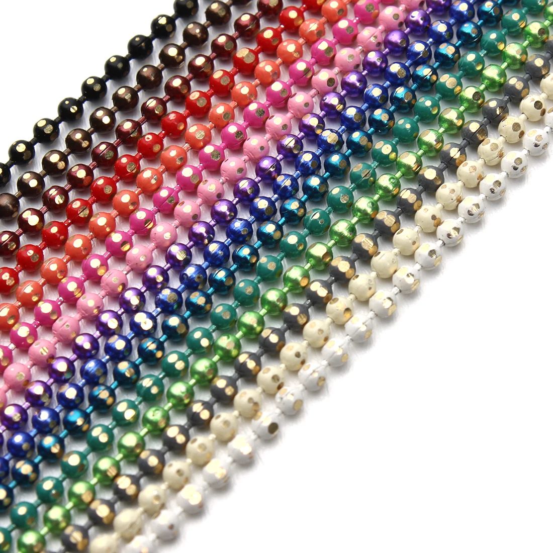 10meter/lot Width 1.5mm Colorful Copper Ball Bead Chain Bulk Necklace Bracelet Women Link & Key Chain For Diy Jewelry Making