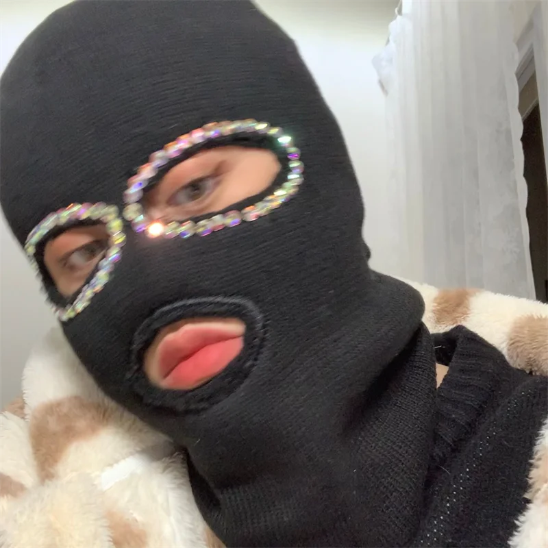Big Shiny Rhinestone Balaclava Full Face Cover Ski Mask