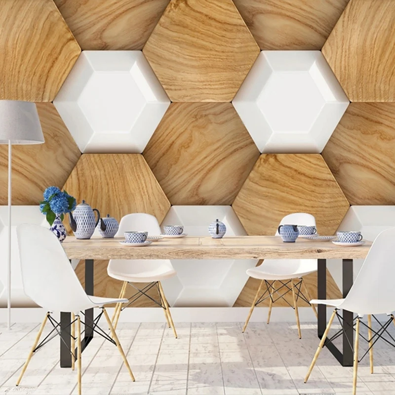 Custom Photo Mural 3d Abstract Geometric Hexagon Wood Grain Wallpaper Home  Interior Decoration Wall Papers Papel De Parede Sala - Wallpapers -  AliExpress