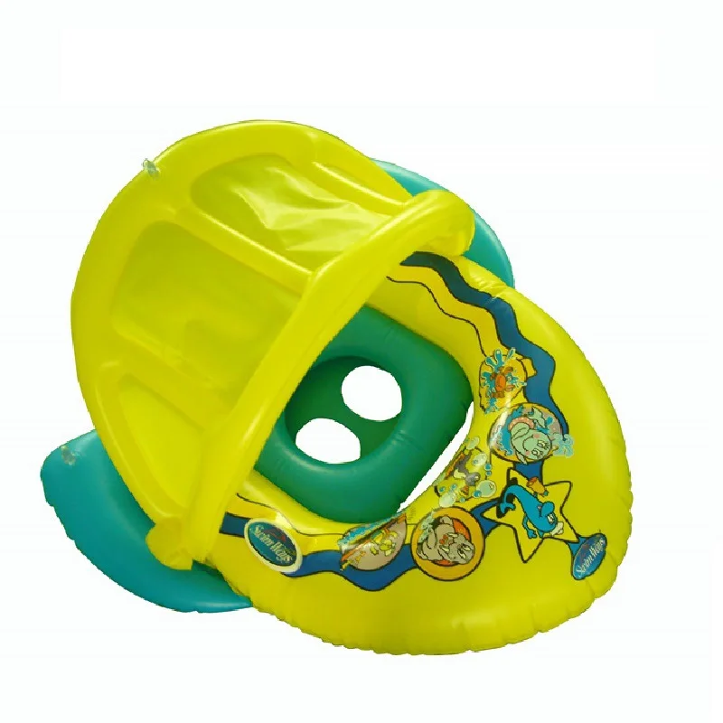 

Cartoon Design New Style Inflatable er tong chuan Swimming Pedestal Ring, Inflatable BABY'S Swim Ring with Sunshade Steering Whe
