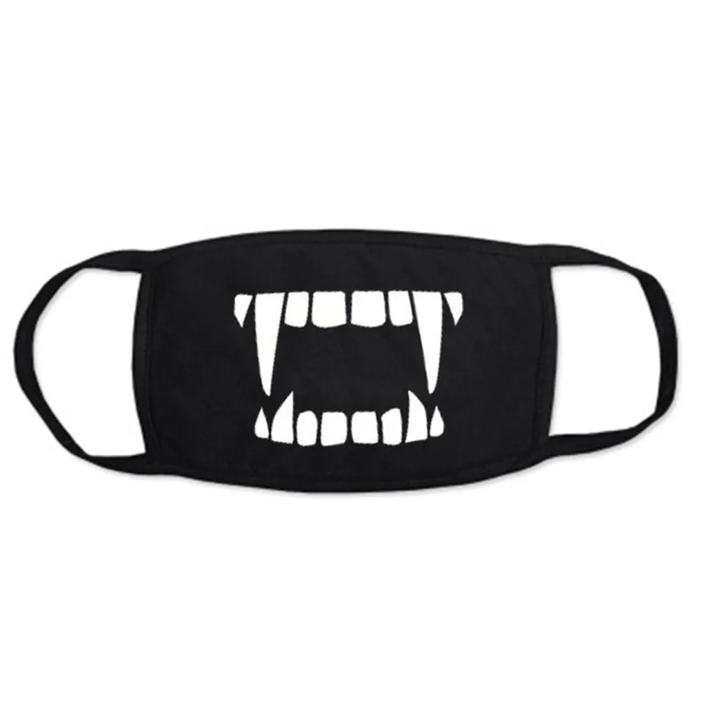Fashionable Black Mouth Masks Outdoor Washable Windproof Earloop Anti Dust Funny Print Mask Protective Breathable Halloween マスク