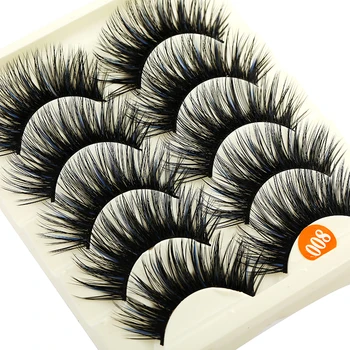 

5 Pairs Blue Color Natural False Eyelashes Fake Lashes Makeup Kit 3D Mink Lashes Eyelash Extension Mink Eyelashes Maquiagem