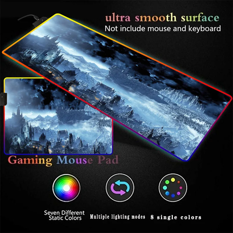 

Fantasy Landscape Gaming Computer Mousepad RGB Large Mouse Pad XXL Big Mouse Mat Custom Play Desk Mat Backlit Keyboard Mause Pad