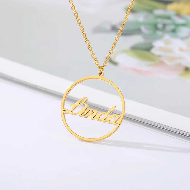 

Christmas Jewelry Name Necklace Customized Stainless Steel Charms Ornaments Personalized Gold BEST Nameplate Gift Droshipping