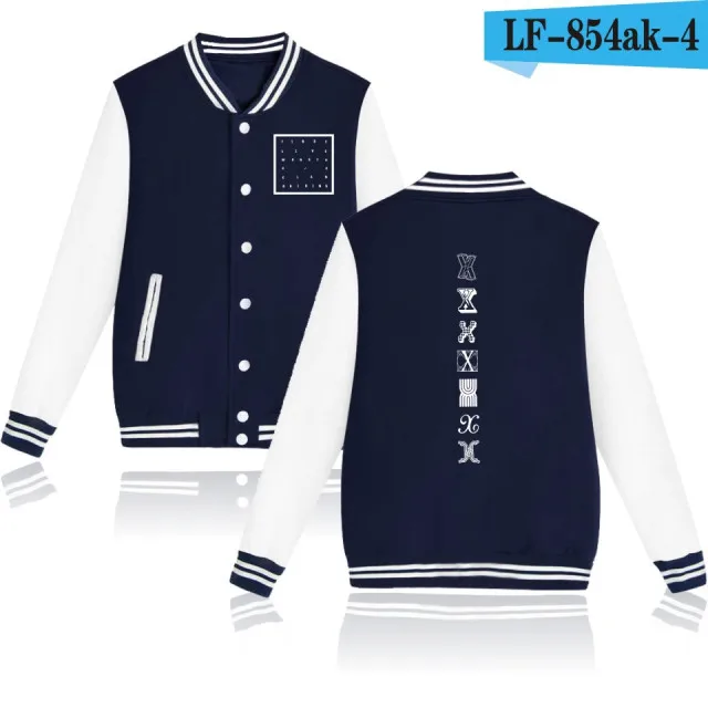 navy blue and white Корейский монста X Кей-поп Харадзюку толстовки для поддержки болельщиков флис Бейсбол куртка школьная Униформа пальто Для мужчин Для женщин розовый толстовка Moletom Infantil Menino - Цвет: navy blue and white