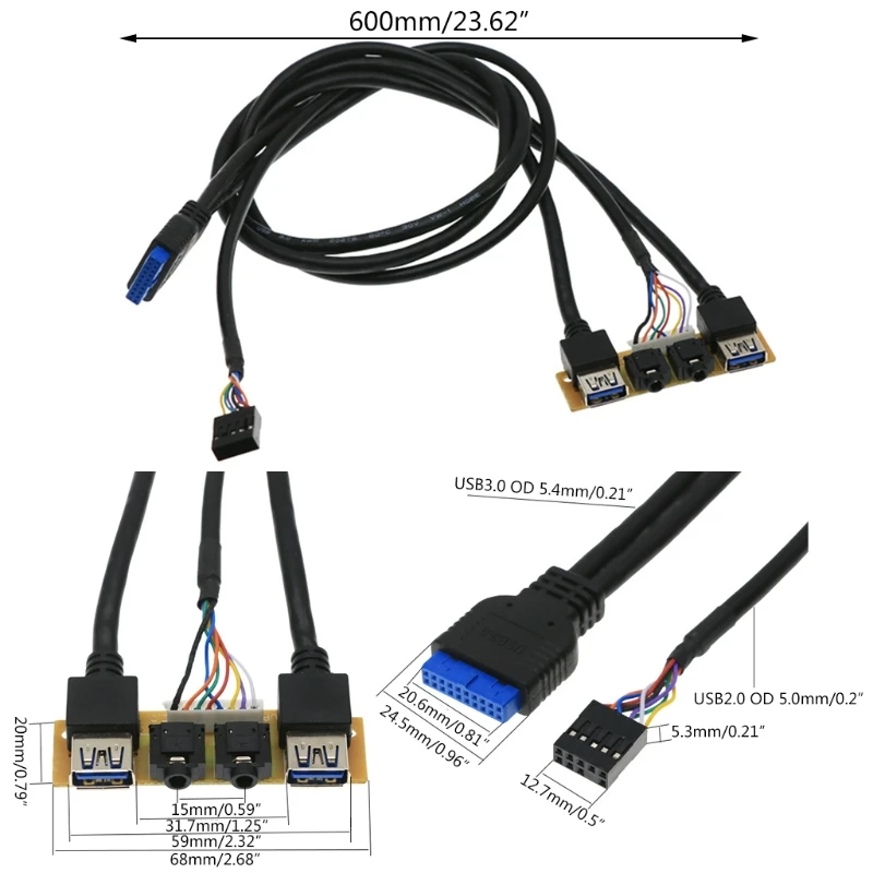 Front Case Panel USB3.0 USB3.0 H D Audio Jack Ports I O Board Internal Wire