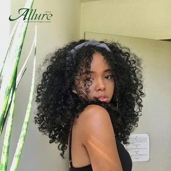 

Afro Curly Lace Front Human Hair Wigs For Black Women Short Remy Brazilian Hair Wigs Human Women Hair Wigs Allure Free Shipping